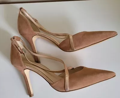 Nine West Size 10 Stiletto Heel Shoes Pointy Toe Beige Nubuck Leather • $18.75