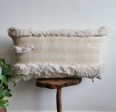 Moroccan Handmade Kilim Pillow Beige Cushion Cover Throw Pillow Case Sofa Boho • $59