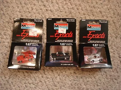 Lot Of 3 Monogram Mini Exacts 1:87 Mercedes Gullwing Split Window Vette 57 Chevy • $22