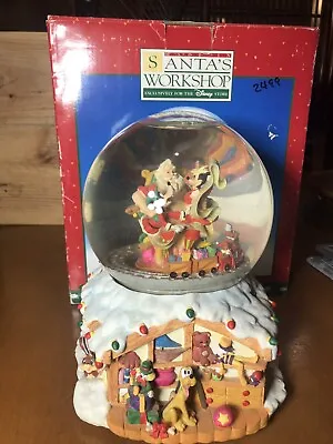 $119 • Buy Santa’s Workshop Disney Snow Globe Spinning Train Musical Goofy Mickey Donald