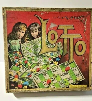 Antique LOTTO Game Original Wooden Box McLoughlin Brothers NY 1895  • $39