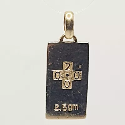 Ingot GOLD 9ct Yellow Gold Rectangular Hallmarked Year 2000 Charm / Pendant • £165