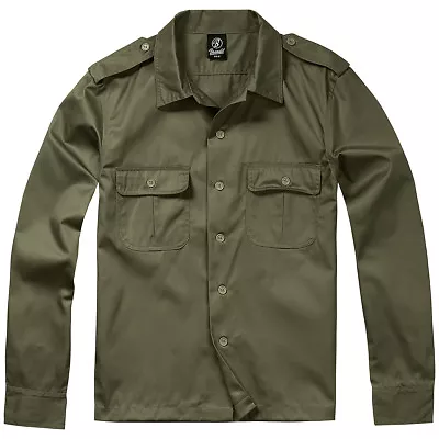 Brandit US Shirt 1/1 Patrol Army Tactical Mens Combat Long Sleeve Uniform Olive • £29.95