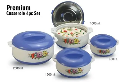 £26.99 • Buy 4pc Hot Pot Set Insulated Food Warmer Serving Casserole Pan Dish Premium Round