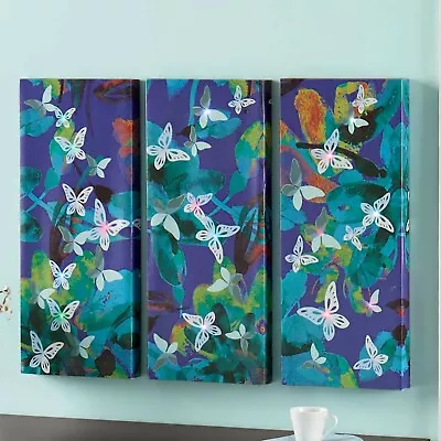 3 Piece Lit Butterflies Canvas Panels 11 3/4  W X 27 3/4  H X 2  D  • $29.99