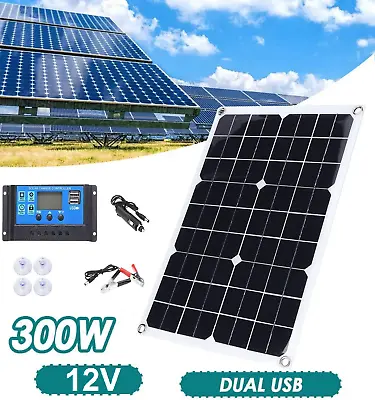 300W Solar Panel Kit 12V 300 Watt USB Controller Caravan Power Battery Charging • $59.99