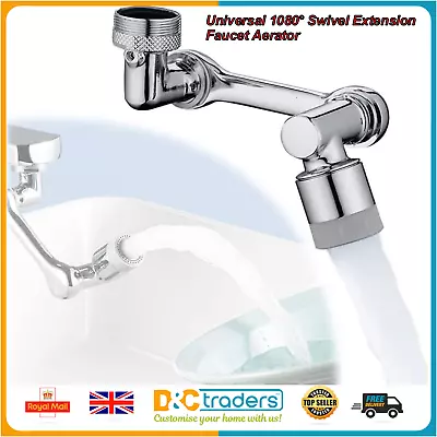 Universal 1080° Swivel Extension Faucet Aerator Rotate Robotic Arm Tap Extender • £8.87