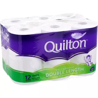 Quilton Double Length 3 Ply Quilted Toilet Tissue 12 Rolls = 24x Roll • $41.67