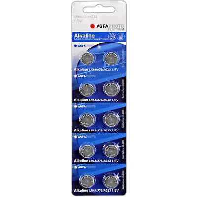 10 X LR44 AGFA 1.5V Alkaline Button Cell Watch Battery AG13 A76 V13GA L1154 • £3.65