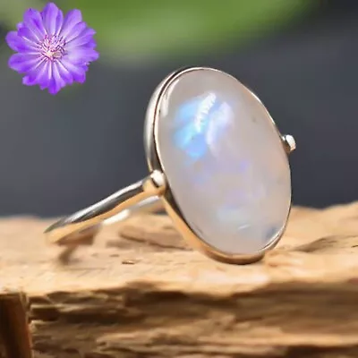 Rainbow Moonstone Gemstone 925 Silver Ring Handmade Jewelry Birthday Gift • $7.31