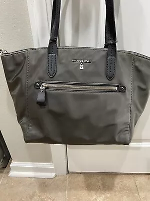 Michael Kors  Kelsey  Medium Dark Grey Nylon Top Zip Tote Bag • $25