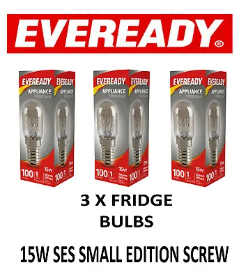 3 X Fridge Lamp Bulbs E14 Screw 15W Appliance Light SES 15W Himalayan Salt Bulb • £2.89