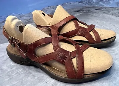 Merrell Performance Footwear Agave Brown Strappy Leather Sandals Size 41 / 10 US • $19.95