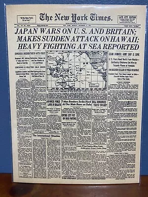 8x10 VINTAGE NEWSPAPER HEADLINE WORLD WAR 2 JAPAN BOMBS PEARL HARBOR 1941 ATTACK • $11.49