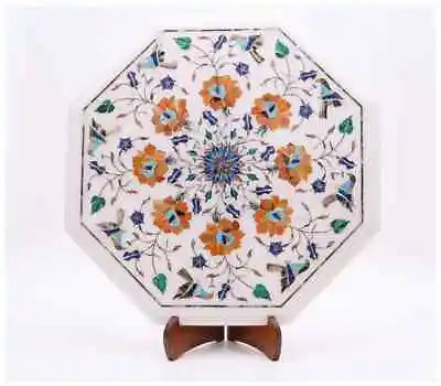 18  White Dining Coffee Marble Table Top Flower Inlay Malachite Room Decor Ko7 • $501