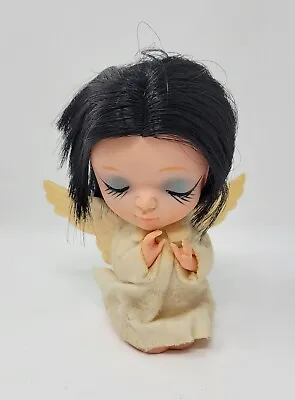 Vintage 1967 Kamar Big Eyed Black Hair Doll Angel Christmas Ornament Japan • $65.99