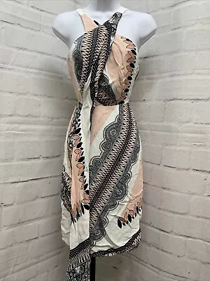 Reiss Hope Scarf Strappy Dress Women’s Size 0 Ivory/Pink NEW MSRP $425 • $53.49