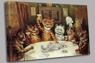 Louis Wain Cats The Wedding Breakfast Bride Canvas Wall Art Ready To Hang • £29.99