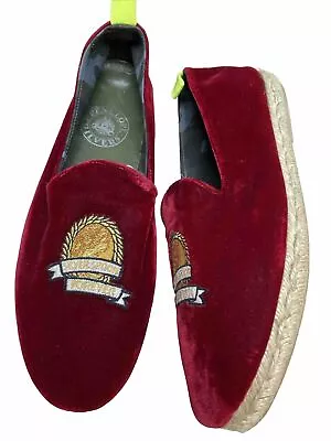 PENENOPE CHILVERS VELVET SLIPPERS 8 With Beautiful Gold Thread Embroidery NWOB • £45
