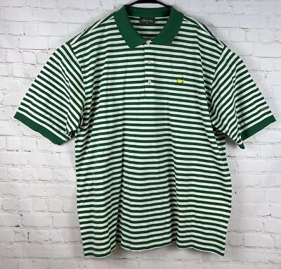 Masters Collection Augusta Logo Green Striped Polo Golf Shirt Size Mens 2XL XXL • $27.44