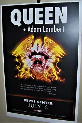 $25 • Buy QUEEN + ADAM LAMBERT In Concert Show Poster Denver Co PEPSI Center Very COOL