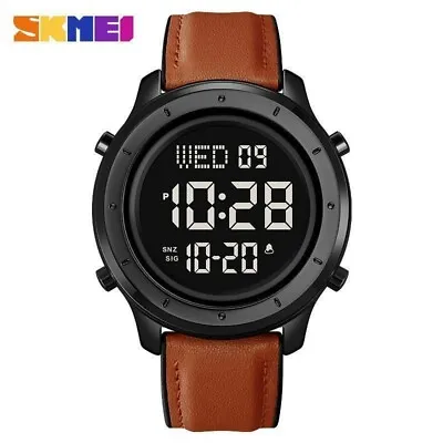 2022 SKMEI Waterproof Men Digital Wrist Watches Sport Stopwatch Alarm Date Brown • £12.99