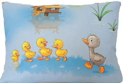 Blue Cushion Cover Duck Printed Cotton Fabric Kid’s Room Rectangular 40x30cm • £4.99