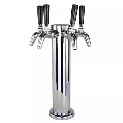 3  Stainless Steel Four Quadruple Tap Draft Beer Font Tower Kegerator Home Brew • $225.99