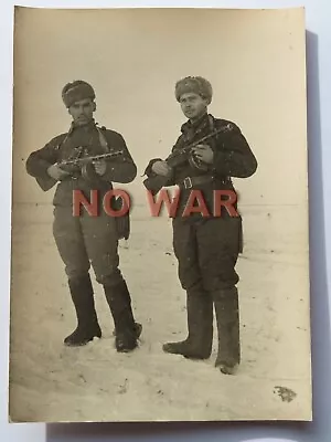 WWII ORIGINAL LARGE PHOTO RED ARMY OFFICERS W PPSh-41 Submachine Gun * • $49.99