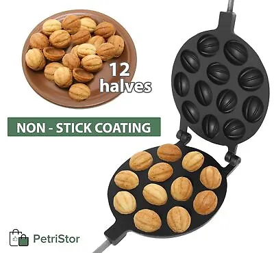 Walnut Cookie Mold Pastry Oreshki Nuts 12 Mold Skillet Non-stick Cookies Pastry • $44.99