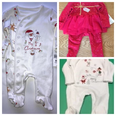 £5.99 • Buy Santa's Baby Boy Girl Elf Merry 1st Christmas Romper All In One Sleepwear New