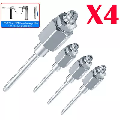 4pcs Silver Grease Gun Needle Tip Of The Mouth Removable Needle Nose Head Nozzle • $17.99