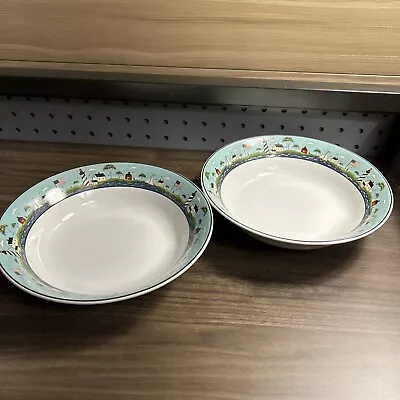 (2) Sakura Warren Kimble Coastal Breeze Lighthouse Flag 7 1/2  Soup Cereal Bowls • $16.50