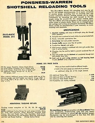 $9.99 • Buy 1971 Print Ad Ponsness-Warren Du-O-Matic Model 375 Shotshell Reloading Tool