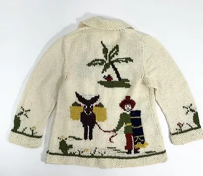 Vtg Mary Maxim Mexicana Cowichan Knit Wool Cardigan Sweater Rockabilly Folk Art • $145