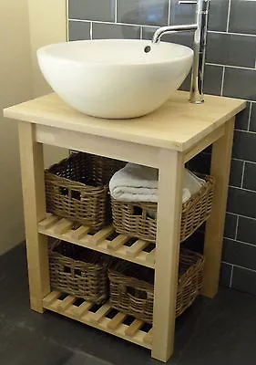 WashStand Solid Birch Freestanding Vanity Unit For Bathroom Basin Sink Handmade • £249.50