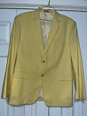 Saddlebred Men’s 44R Yellow Blazer Jacket EASTER Spring Sport Coat 100% Cotton • $26.55