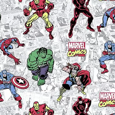 $6 • Buy Avengers Hero Fabric 100% Cotton, Marvel Action Comic Retro, Hulk, Black Panther