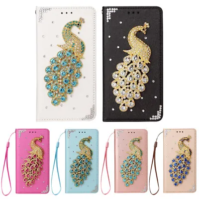 For Samsung S7 S8 S9 S10 S20 FE S21 Plus Glitter Peacock Wallet Phone Case Cover • $14.28