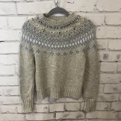 J. Crew Women’s Sweater Lambswool  Alpaca Wool Pullover Beaded  Fair Isle XS • $30