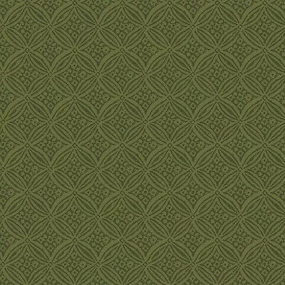 Maywood Studio - Harvest Rose Flannel - Geo - Green Fabric By The Yard • $12.95