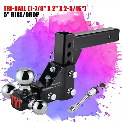 Tri 3 Ball Adjustable Drop-Turn Trailer Tow 2  Hitch Mount Towing Truck Solid • $114