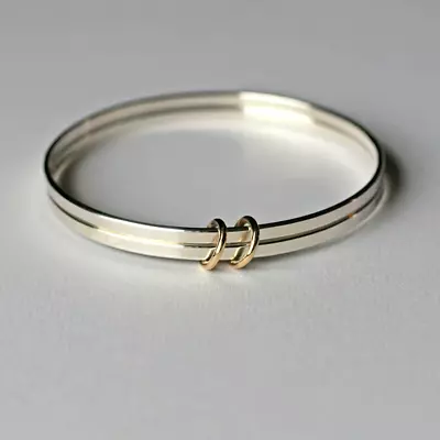 Double Bangle Solid 925 Sterling Silver Plain Bangle Handmade Ring Gift For Her • $23.47