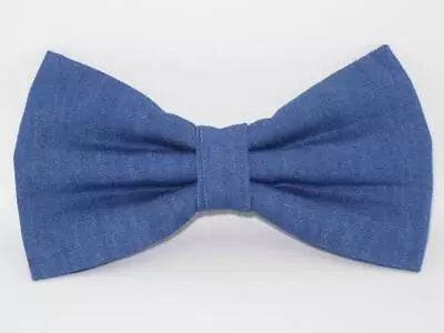 Denim Bow Tie / Lightweight Blue Denim / Blue Jeans / Western / Pre-tied Bow Tie • $14.99