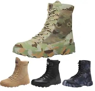 Premium Quality Mens Outdoor Zip Hiking Army Security Police Boots Combat Shoes • £21.95