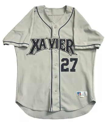 Xavier College University Baseball Jersey Russell Mens 46 Gray #27 • $103.39