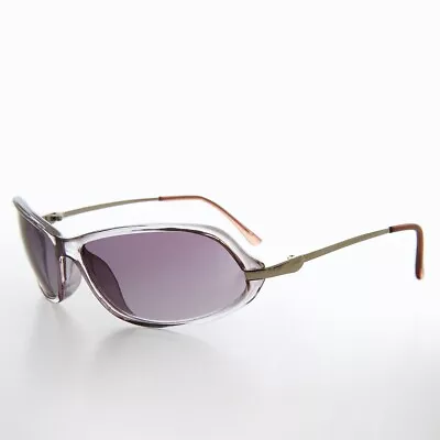 Retro Futuristic Clear Frame Vintage Sunglasses With Gray Lens - Faith • $28