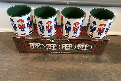 SET OF 4 Vintage Genuine Stoneware Christmas -Nutcracker-MUGS 12oz Made In Korea • $11.99