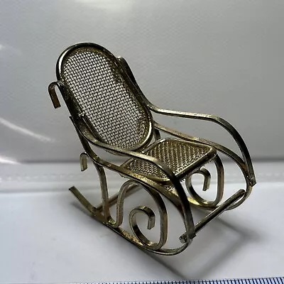 Vtg Brass Rocking Chair Doll House Furniture Pieces Miniature • $11