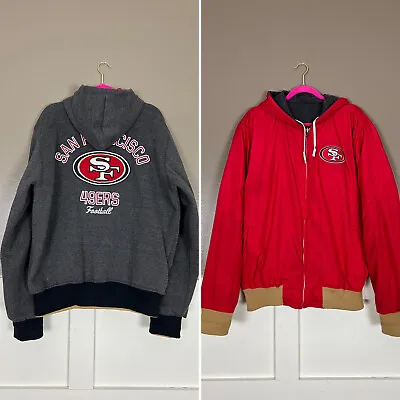 San Francisco 49ers Reversible Jacket Gray And Red Hooded Jacket Size XL • $69